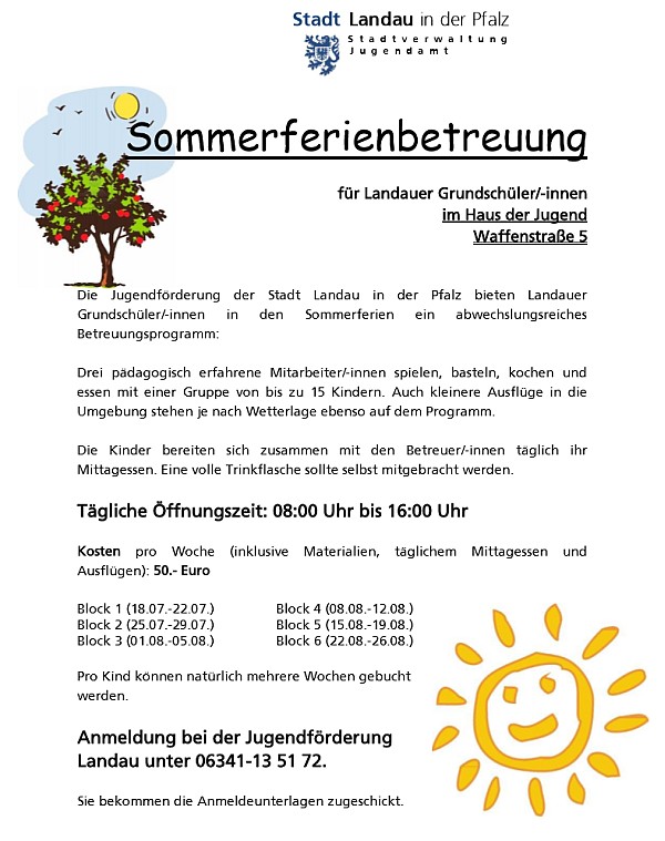 Flyer Sommerferienbetreuung (Foto: Stadt Landau in der Pfalz)