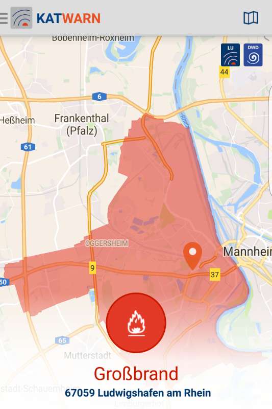 Die Warnmeldung für Mannheim wurde aufgehoben, für Ludwigshafen bleibt sie bestehen