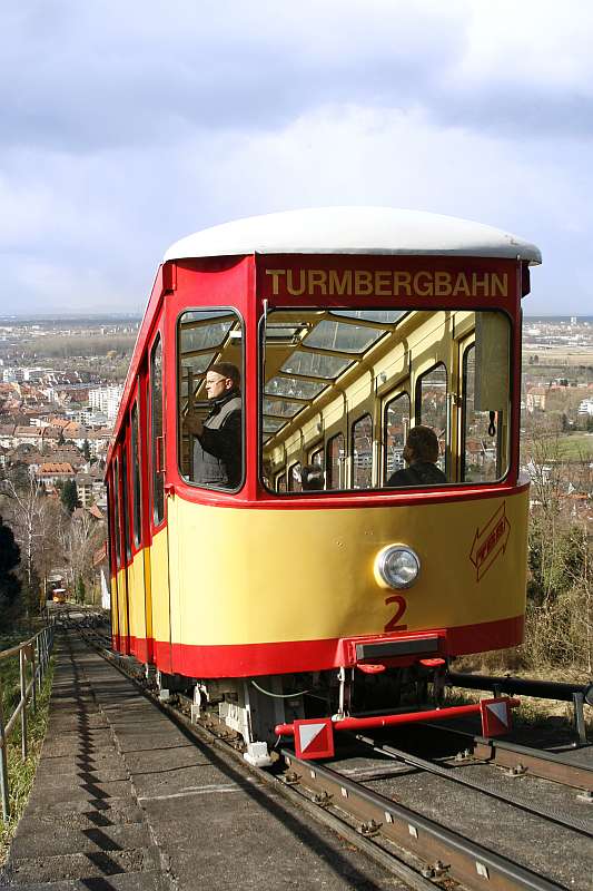 Die Turmbergbahn wurde am 1. Mai 1888 eröffnet und ist damit die älteste Standseilbahn Deutschlands (Foto: VBK)