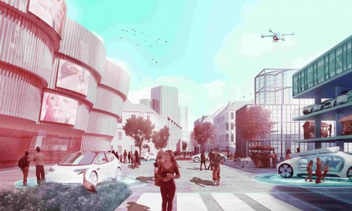 Autonom agierende Fahrzeuge werden unsere Städte grundlegend verändern. Doch nicht nur die Beeinflussung der baulichen Strukturen steht im Fokus des neuen Förderprojekts AVENUE21, sondern gerade auch die Veränderung im gesellschaftlichen Gefüge des öffentlichen Raums. (Grafik: Daimler und Benz Stiftung/expressiv.at)