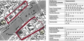 Karte zur Bombenräumung (Quelle: Stadt Frankfurt)