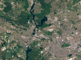 Satellitenaufnahme von Berlin (Foto: BKG, Copernicus data 2015-2016)