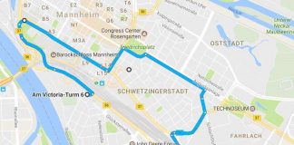 Die geplante Strecke des Blaulichtumzugs am 17. März (Grafik: Stadt Mannheim)