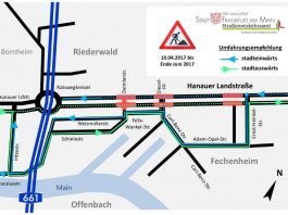 Umfahrungsempfehlung Hanauer Landstraße (Foto: Stadt Frankfurt am Main)