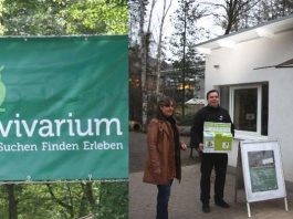 Heidrun Thinius (Zoo Vivarium) mit Michael Kauer, Projektleiter der Zoologischen Gesellschaft Frankfurt. (Foto: Wissenschaftsstadt Darmstadt/ Zoo Vivarium
