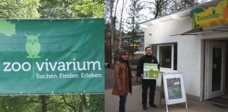 Heidrun Thinius (Zoo Vivarium) mit Michael Kauer, Projektleiter der Zoologischen Gesellschaft Frankfurt. (Foto: Wissenschaftsstadt Darmstadt/ Zoo Vivarium