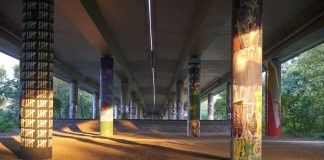 Graffiti-Galerie des GrünGürtels unter der A 66 (Foto: Stefan Cop / Umweltamt Stadt Frankfurt)