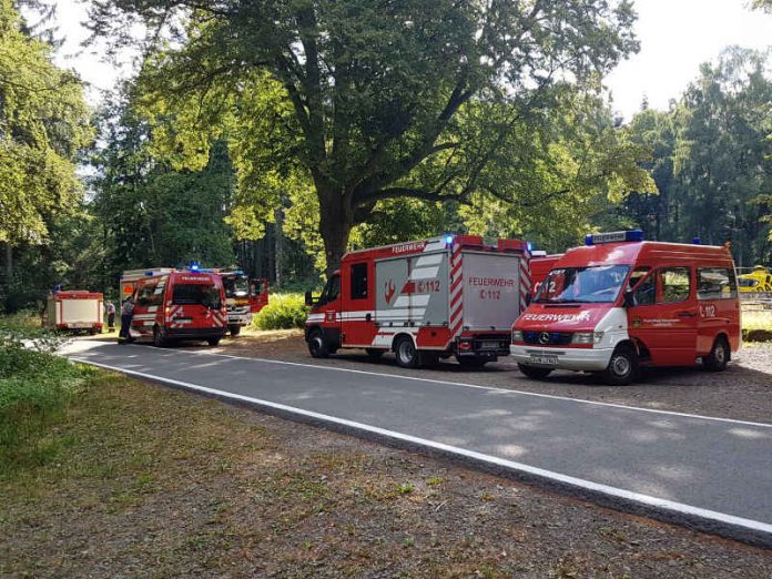 Feuerwehrfahrzeuge bei Schwarzsohl (Foto: Presseteam der Feuerwehr VG Lambrecht)