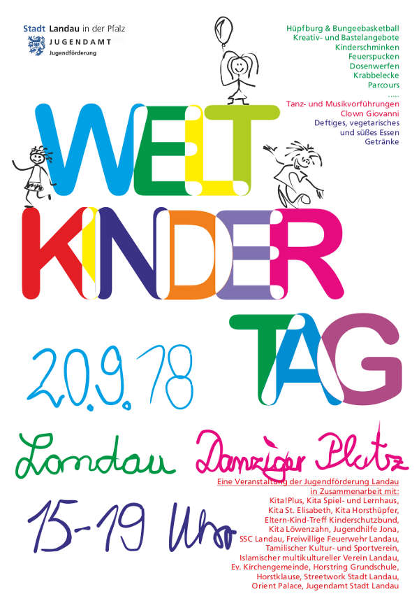 Auf dem Danziger Platz in Landau findet jedes Jahr zum Weltkindertag ein großes Spielfest statt. (Quelle: Stadt Landau in der Pfalz)