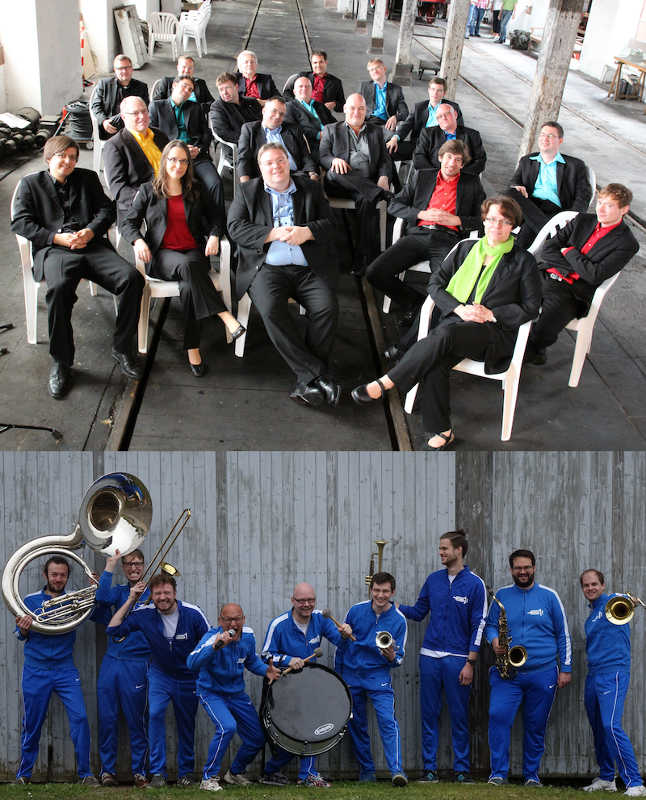 Die Blue note BIGBAND und UffgeBrassd! (Fotos: Bands)