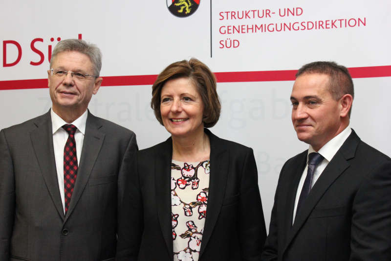 SGD Süd Präsident Prof. Dr. Hans-Jürgen Seimetz, Ministerpräsidentin Malu Dreyer, künftiger SGD Süd Präsident Prof. Dr. Hannes Kopf (Foto: SGD Süd)
