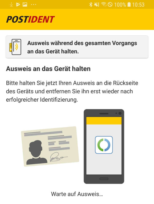 Screenshot Postident (Ausschnitt, Quelle: Deutsche Post DHL Group)
