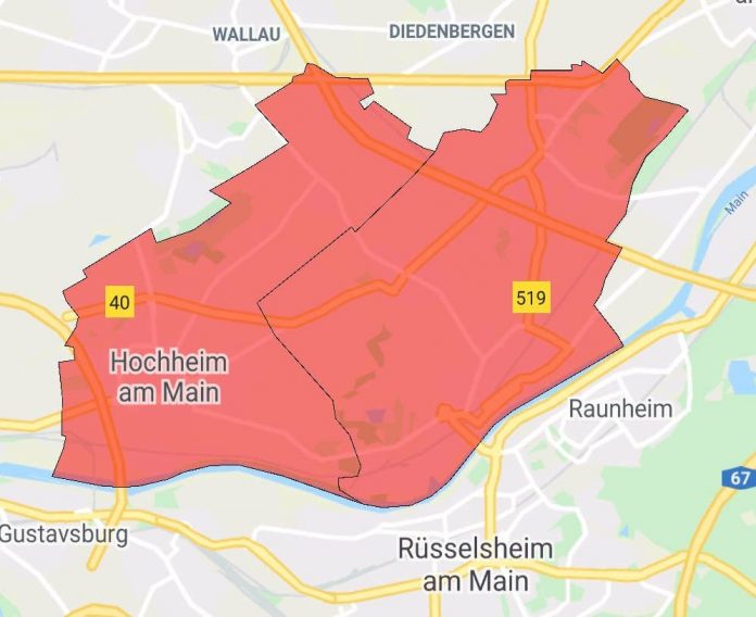 Warnmeldung Bereich Flörsheim und Hochheim