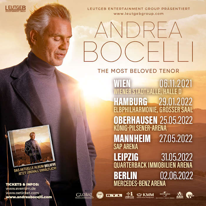 Tourdaten Andrea Bocelli