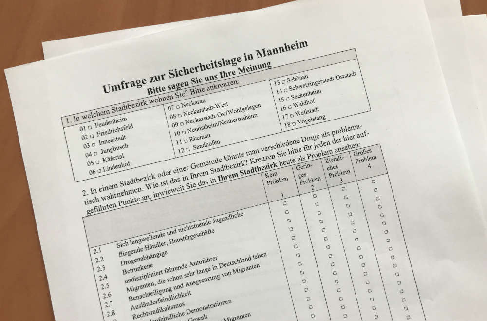 Am 10. Juli startet die inzwischen dritte Sicherheitsbefragung der Stadt Mannheim, die diesmal erstmals auch online erfolgt. (Foto: Stadt Mannheim)