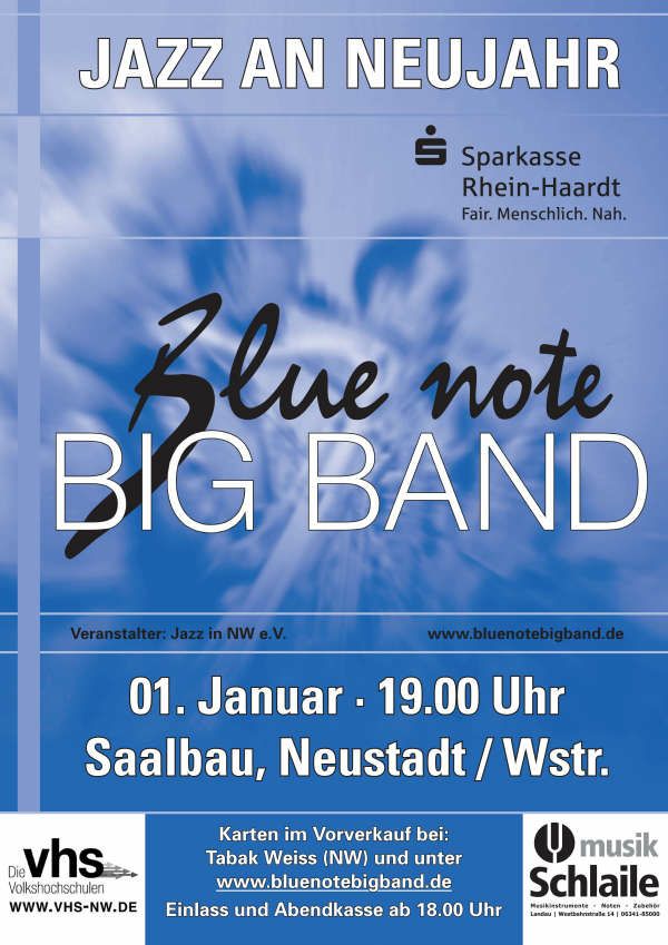 Plakat „Jazz an Neujahr“ (Quelle: Blue note BIG BAND)