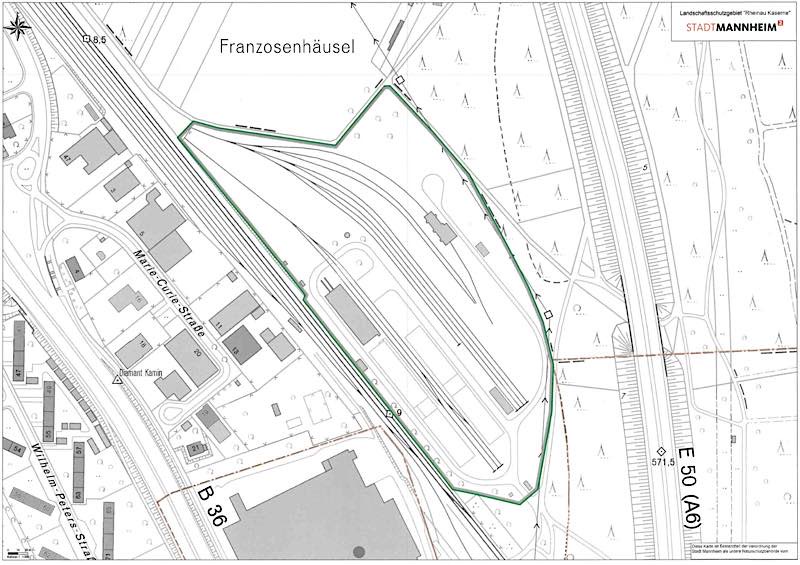 Karte LSG Ehemalige Rheinau-Kaserne (Quelle: Stadt Mannheim)