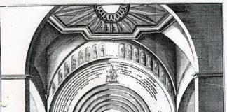 Dom Speyer; Romanischer Westbau vor Abbruch; Kupferstich von 1756 nach einer Zeichnung des Stadtschreibers P.H. Blum (Foto: Universitätsbibliothek Heidelberg)