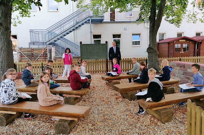 Das grüne Klassenzimmer an der Schillerschule in Haßloch wurde reaktiviert und kann seit Kurzem wieder genutzt werden. (Foto: Gemeindeverwaltung Haßloch)