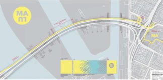 Die Neugestaltung des Fuß- und Radwegs auf der Kurt-Schumacher-Brücke soll zu einem neuen Fahrraderlebnis zwischen Mannheim und Ludwigshafen beitragen. Die Radroute soll unter anderem durch eine strahlende Bodenmarkierung besser sichtbar werden. (Quelle: Stadt Mannheim)
